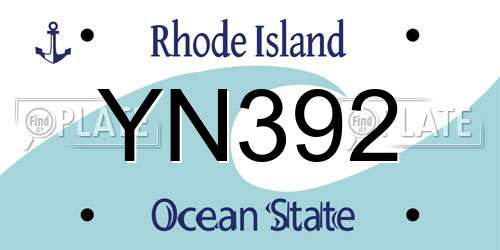 YN392 Rhode Island License Plate
