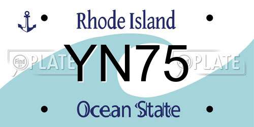 YN75 Rhode Island License Plate