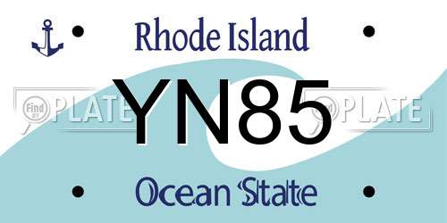 YN85 Rhode Island License Plate