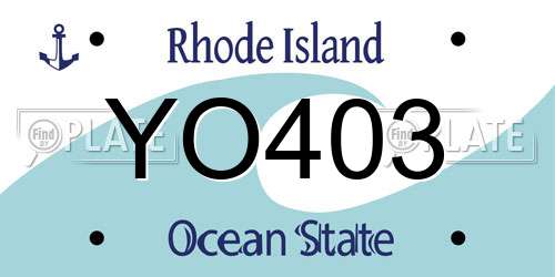 YO403 Rhode Island License Plate