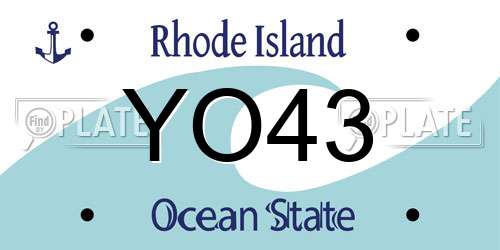 YO43 Rhode Island License Plate