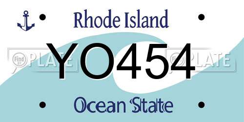 YO454 Rhode Island License Plate