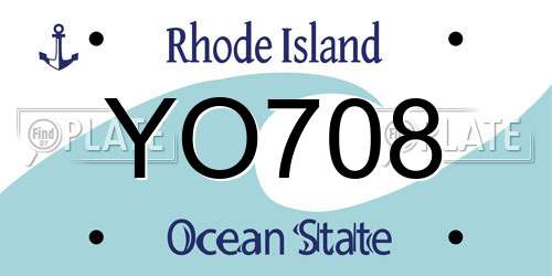 YO708 Rhode Island License Plate