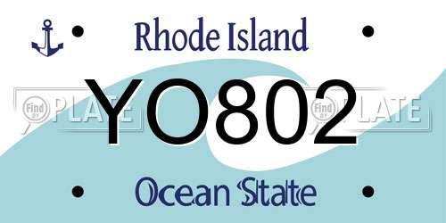 YO802 Rhode Island License Plate