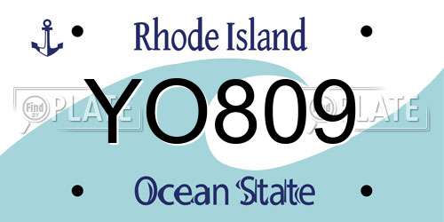 YO809 Rhode Island License Plate