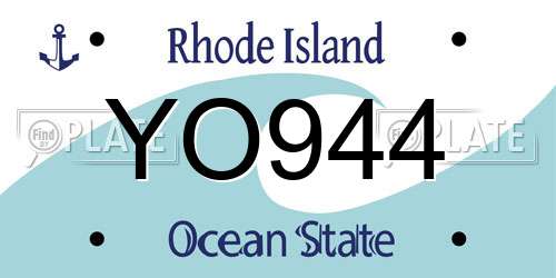 YO944 Rhode Island License Plate