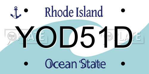 YOD51D Rhode Island License Plate
