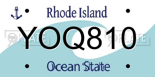 YOQ810 Rhode Island License Plate