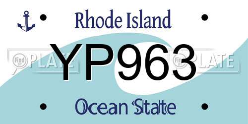 YP963 Rhode Island License Plate