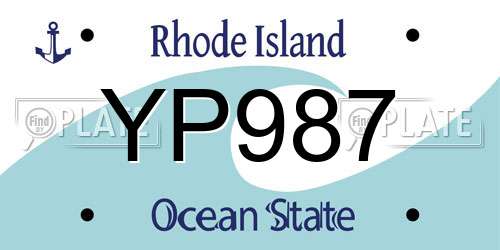 YP987 Rhode Island License Plate