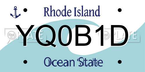 YQ0B1D Rhode Island License Plate
