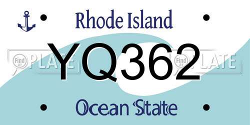YQ362 Rhode Island License Plate