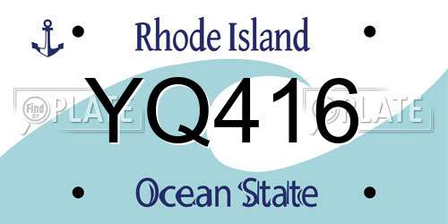 YQ416 Rhode Island License Plate