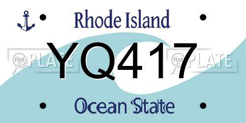 YQ417 Rhode Island License Plate