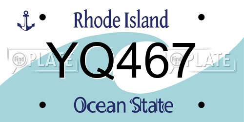 YQ467 Rhode Island License Plate
