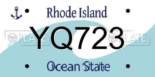 YQ723 Rhode Island License Plate