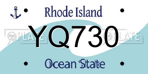YQ730 Rhode Island License Plate