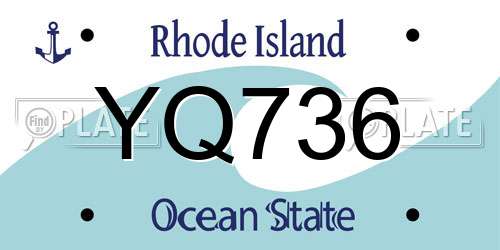 YQ736 Rhode Island License Plate