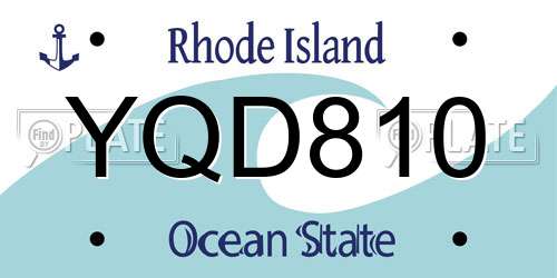 YQD810 Rhode Island License Plate