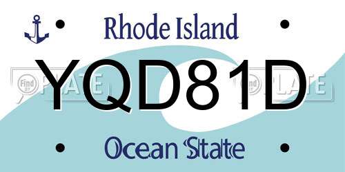 YQD81D Rhode Island License Plate