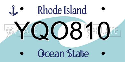 YQO810 Rhode Island License Plate