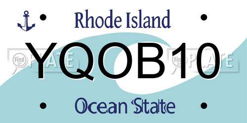 YQOB10 Rhode Island License Plate
