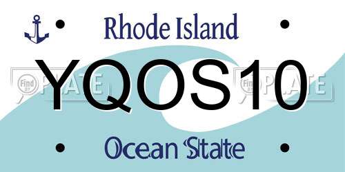 YQOS10 Rhode Island License Plate