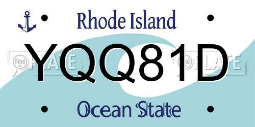 YQQ81D Rhode Island License Plate