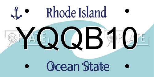 YQQB10 Rhode Island License Plate