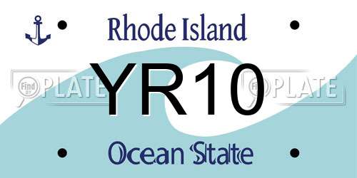 YR10 Rhode Island License Plate