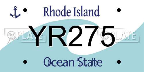YR275 Rhode Island License Plate