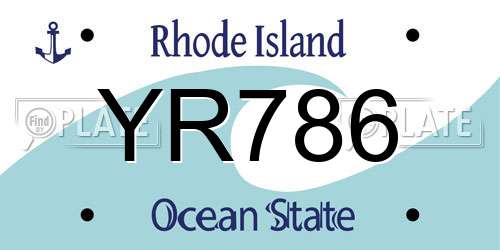 YR786 Rhode Island License Plate