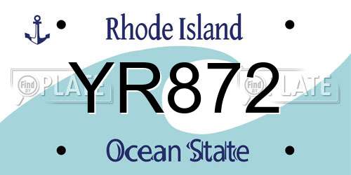 YR872 Rhode Island License Plate