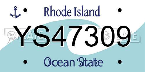 YS47309 Rhode Island License Plate