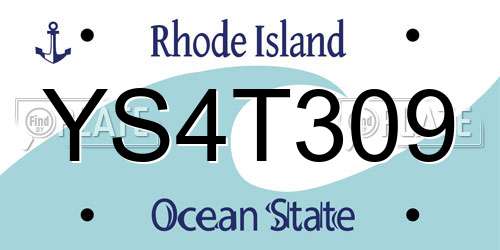 YS4T309 Rhode Island License Plate