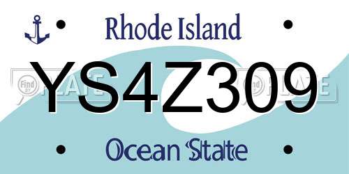 YS4Z309 Rhode Island License Plate