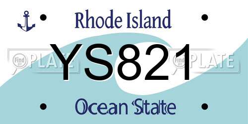 YS821 Rhode Island License Plate