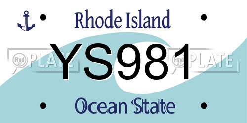 YS981 Rhode Island License Plate