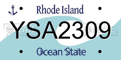 YSA2309 Rhode Island License Plate
