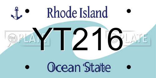 YT216 Rhode Island License Plate