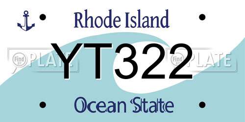 YT322 Rhode Island License Plate