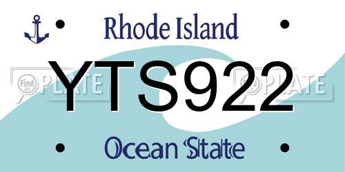 YTS922 Rhode Island License Plate