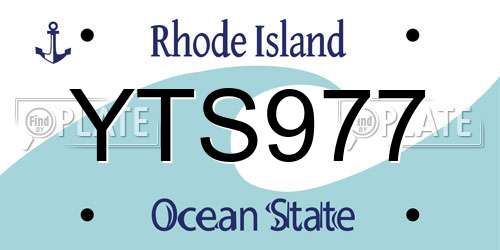 YTS977 Rhode Island License Plate