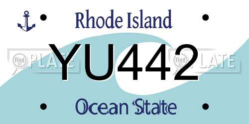 YU442 Rhode Island License Plate