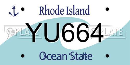YU664 Rhode Island License Plate