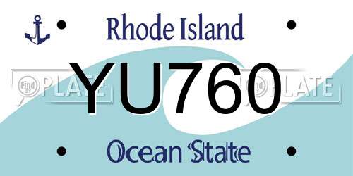 YU760 Rhode Island License Plate