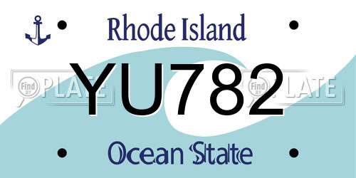 YU782 Rhode Island License Plate