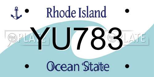 YU783 Rhode Island License Plate