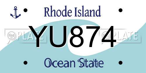 YU874 Rhode Island License Plate