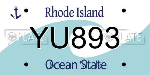 YU893 Rhode Island License Plate